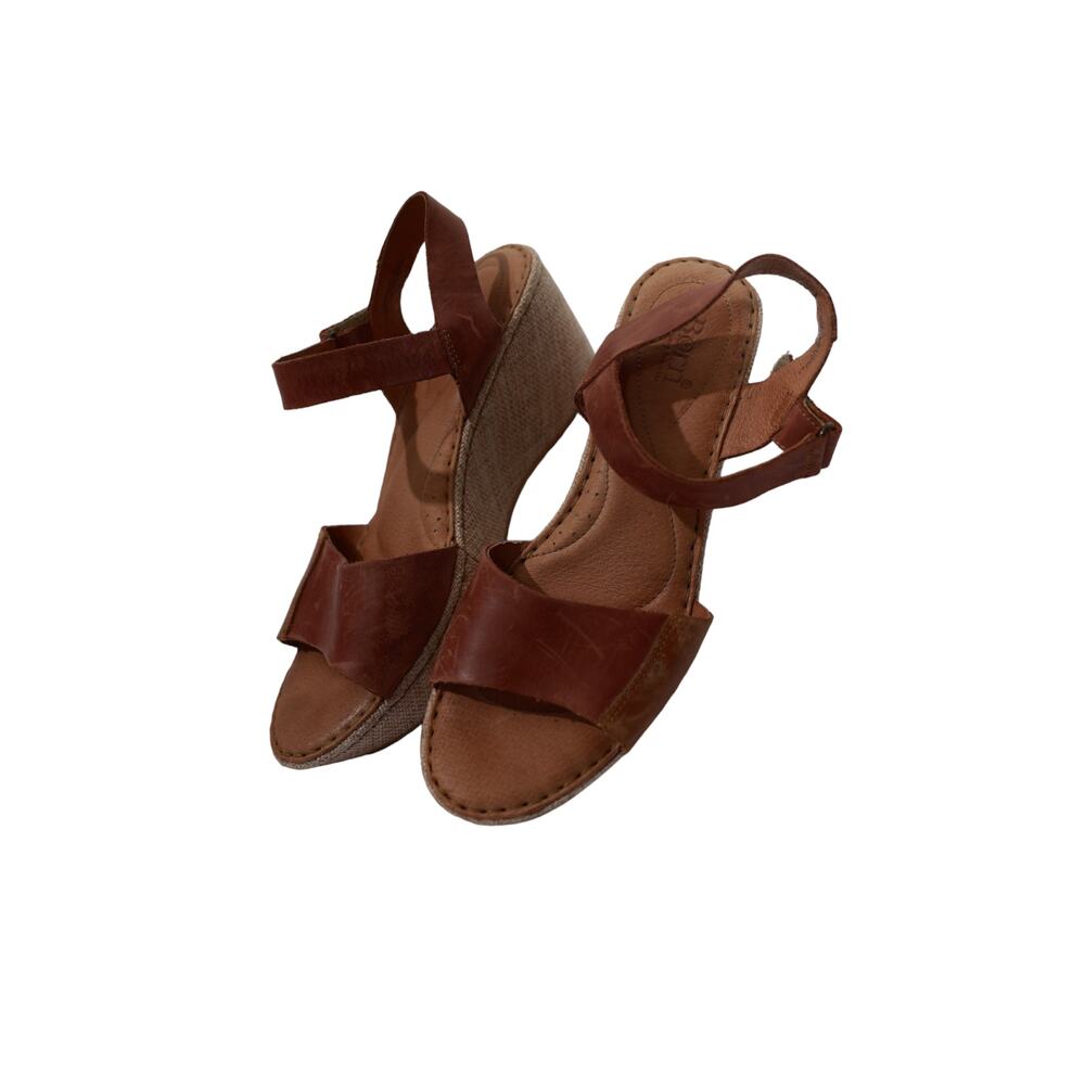 BORN‎ NECTAR RUST NATURAL LEATHER WEDGE SANDALS US 9M EUR 40 - Picture 5 of 8